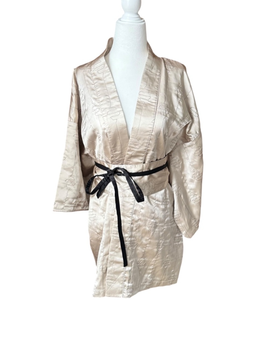 NWT Vintage Victoria Secret Kimono style Robe belted embroidered 90s 00s OS - Picture 2 of 15